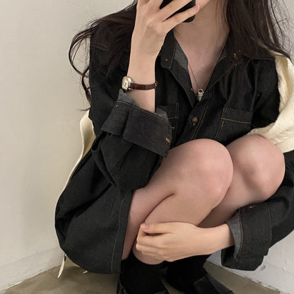 復古明顯牛仔恤衫裙