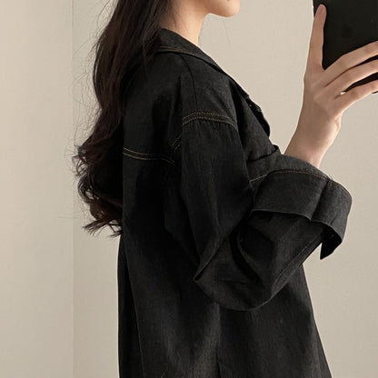 復古明顯牛仔恤衫裙