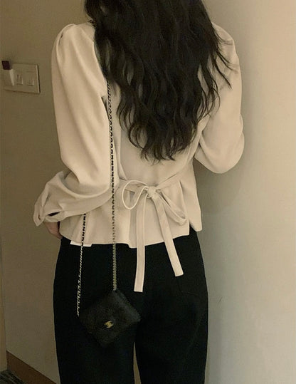 Irregular Lace-up Shirt