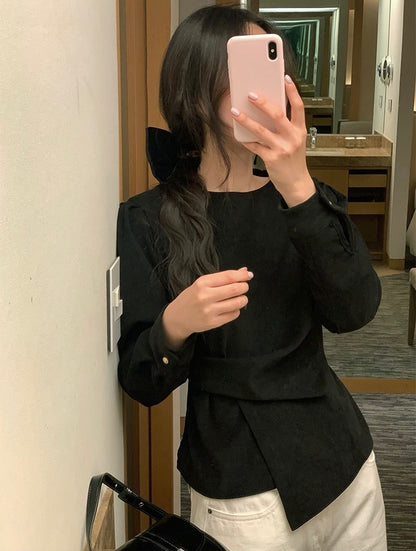 Irregular Lace-up Shirt