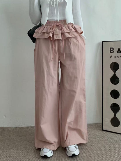 Faux Two-Piece Hem Detail Casual Pants