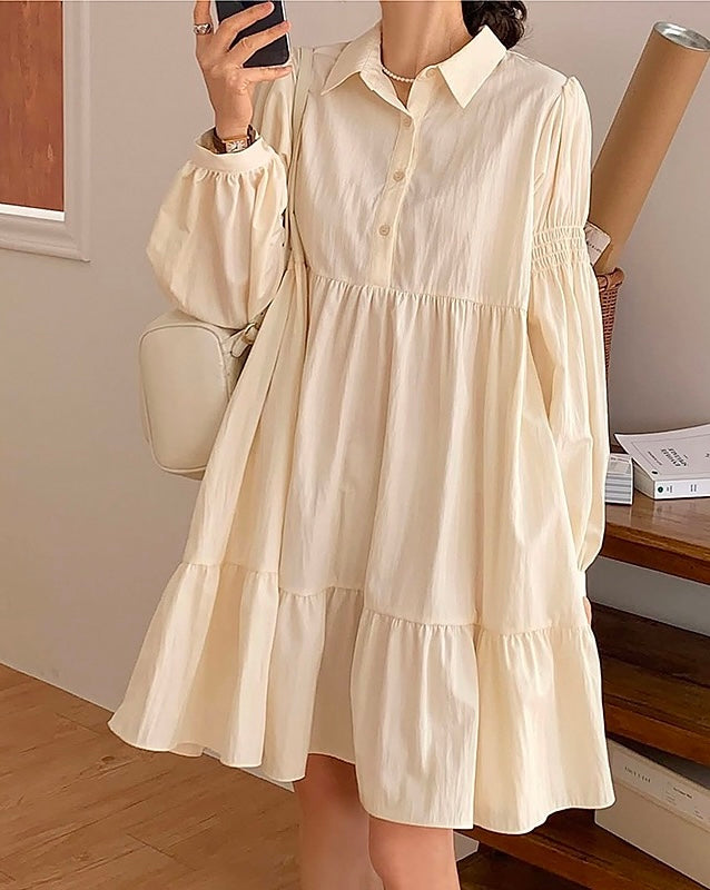 Polo領寬鬆顯瘦連身裙