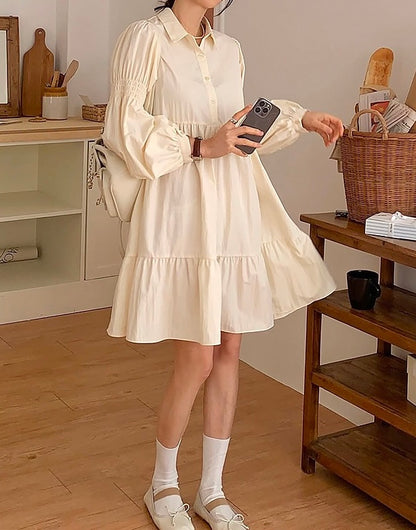 Polo領寬鬆顯瘦連身裙