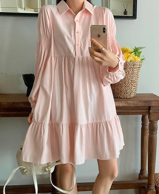 Polo領寬鬆顯瘦連身裙