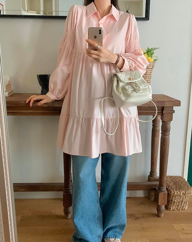 Polo領寬鬆顯瘦連身裙