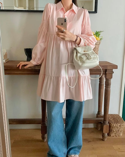 Polo領寬鬆顯瘦連身裙