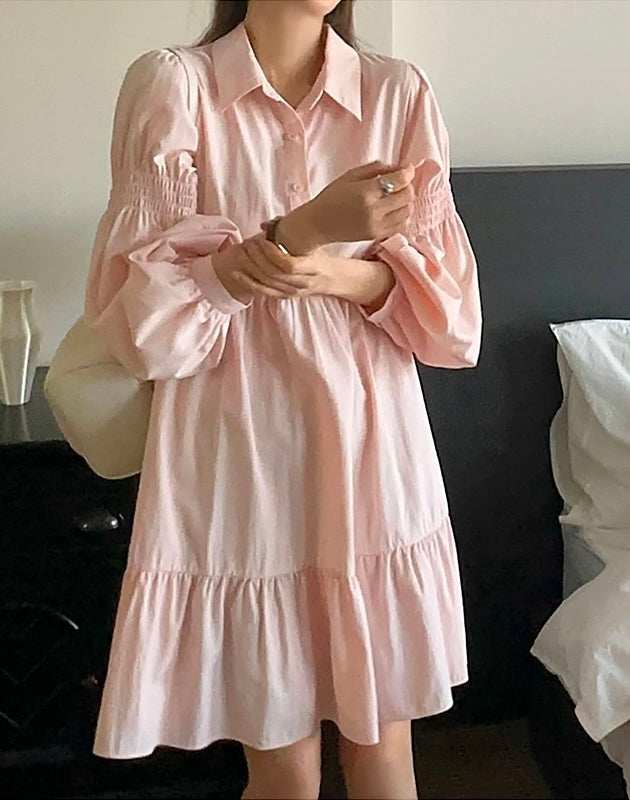 Polo領寬鬆顯瘦連身裙