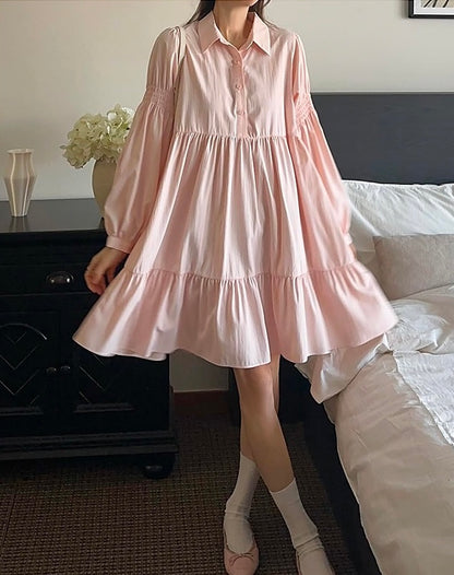 Polo領寬鬆顯瘦連身裙