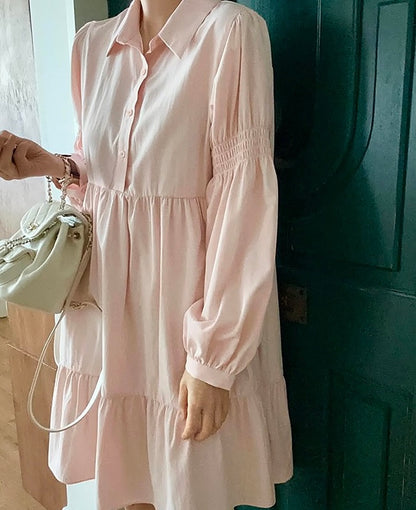 Polo領寬鬆顯瘦連身裙