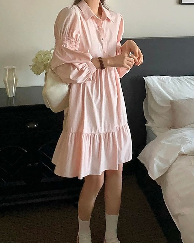 Polo領寬鬆顯瘦連身裙