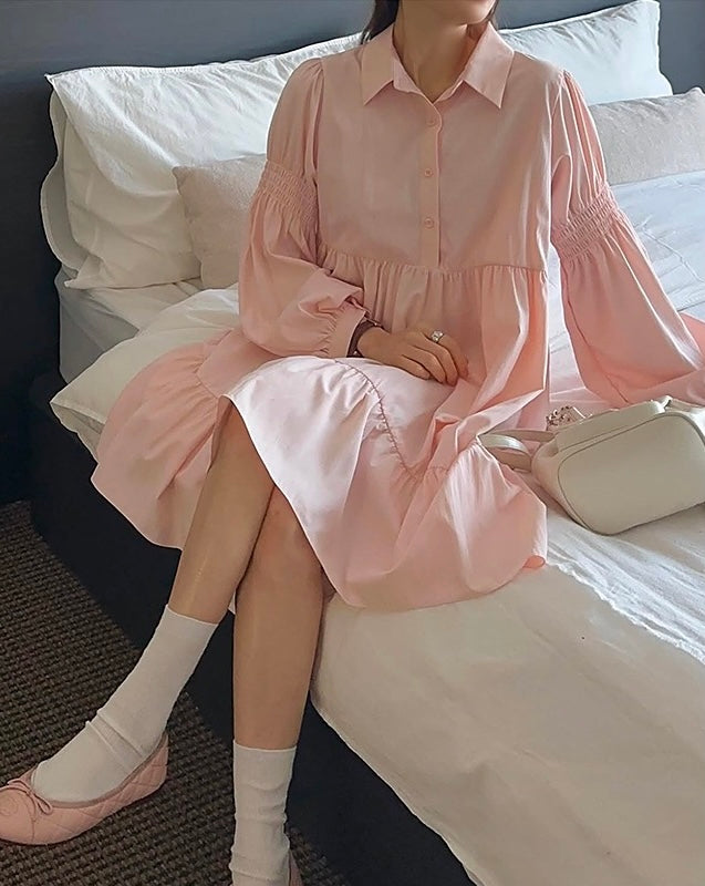 Polo領寬鬆顯瘦連身裙