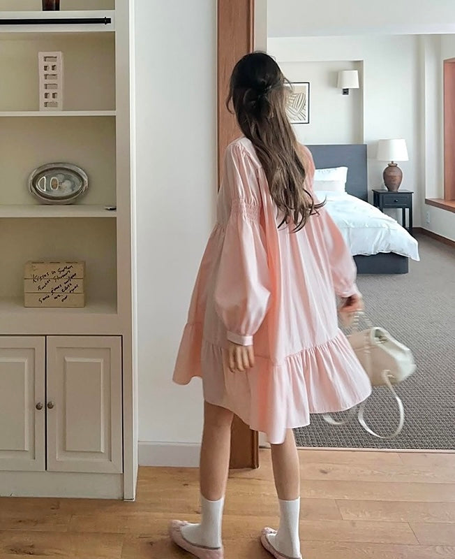 Polo領寬鬆顯瘦連身裙