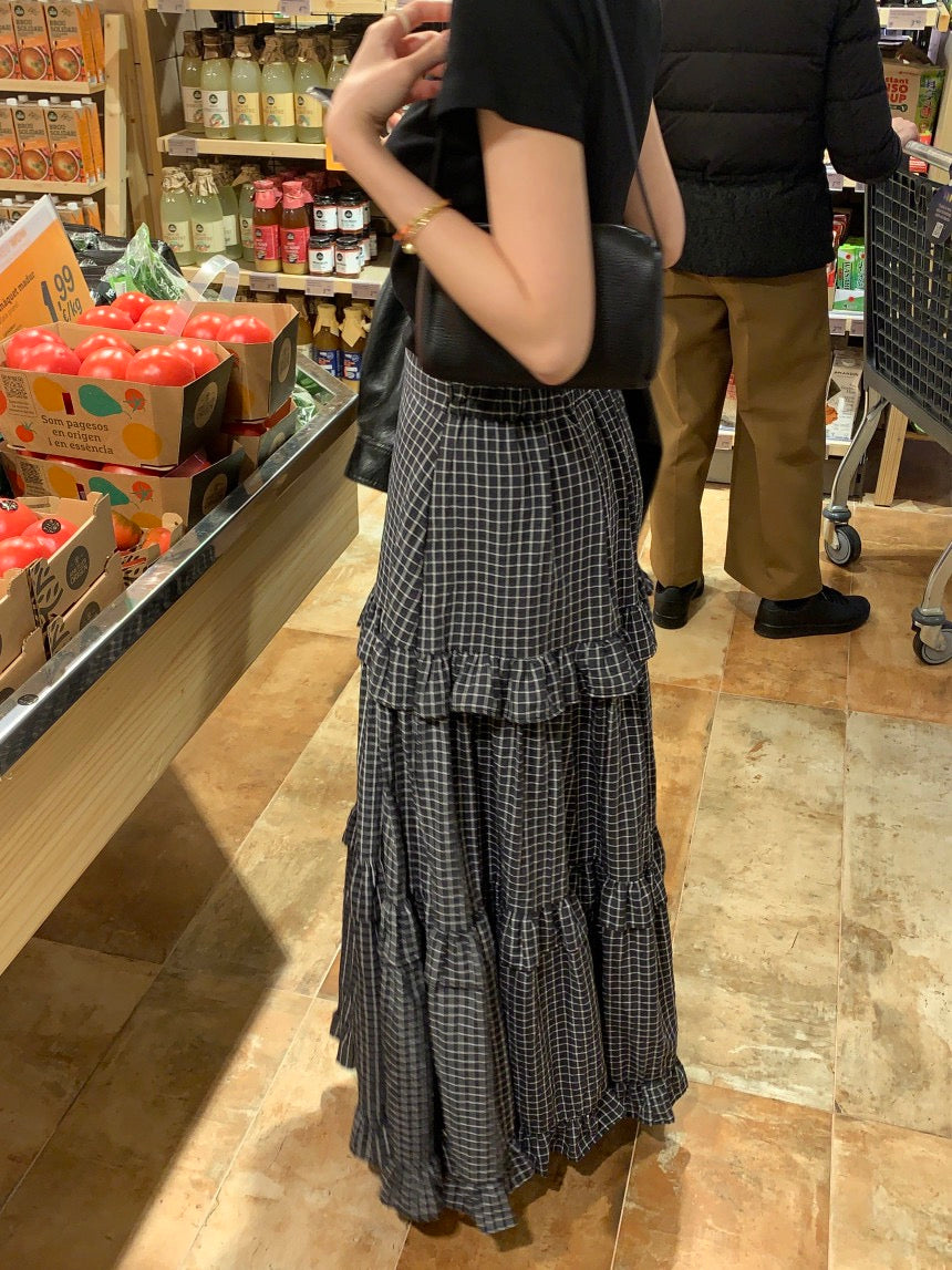 Ruffled Plaid Skirt