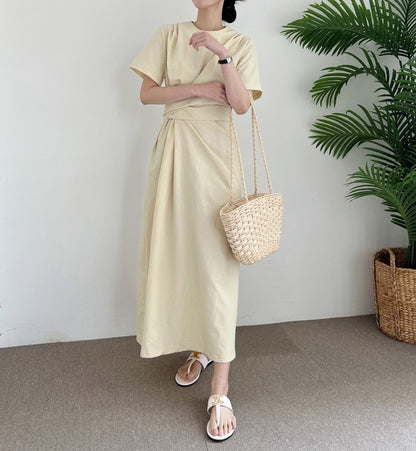 不規則綁帶收腰連身裙