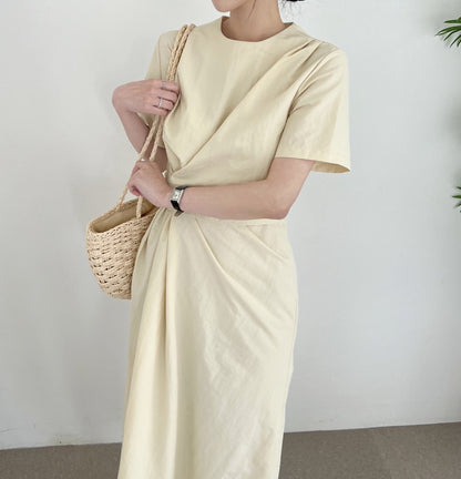 不規則綁帶收腰連身裙