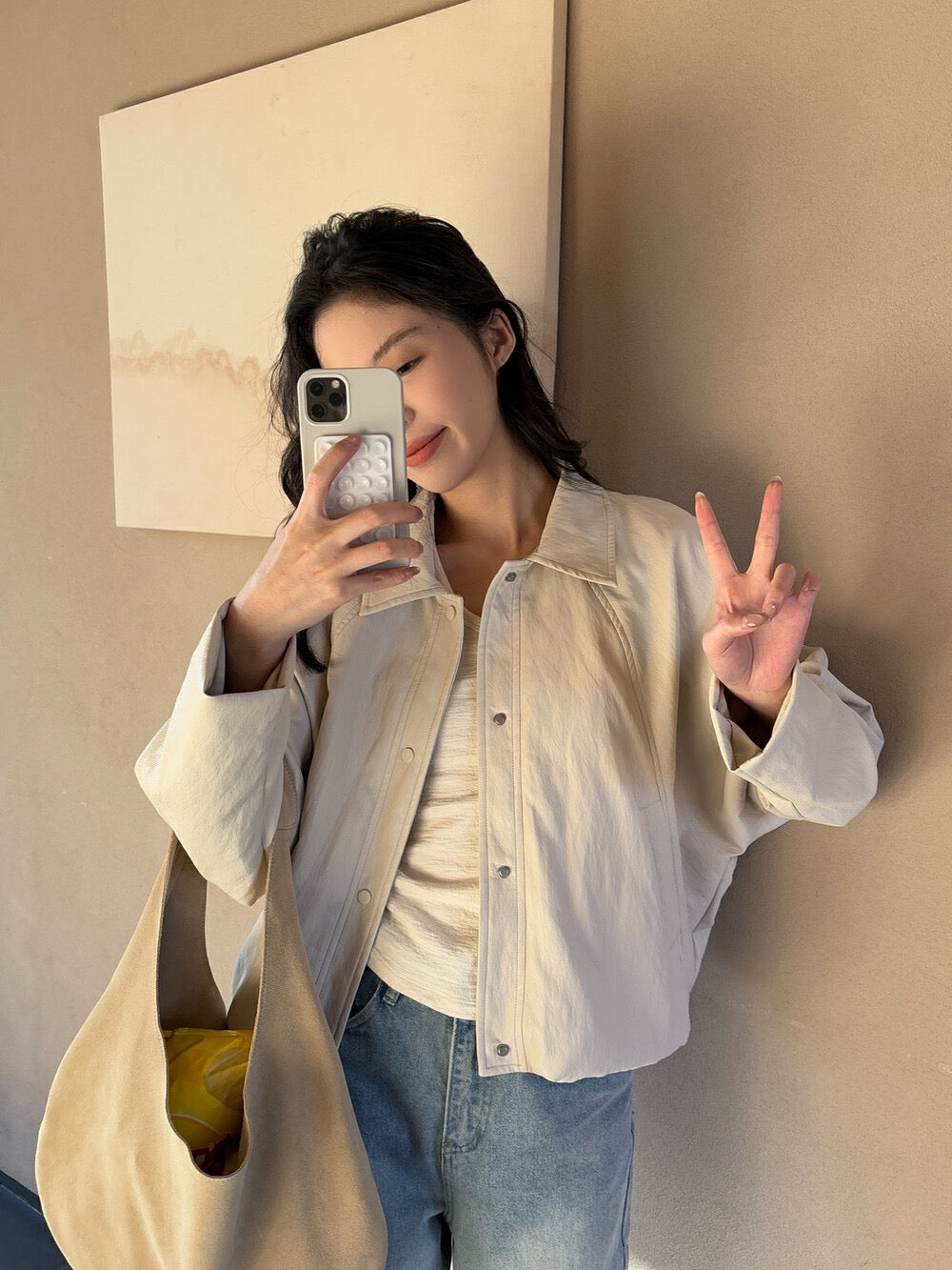 Minimalist Small Lapel Leather Jacket