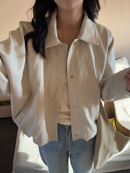 Minimalist Small Lapel Leather Jacket