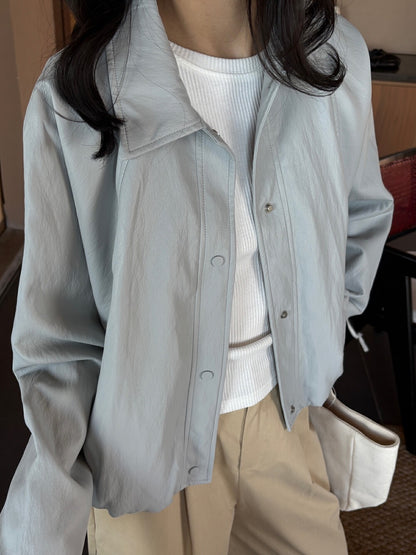 Minimalist Small Lapel Leather Jacket