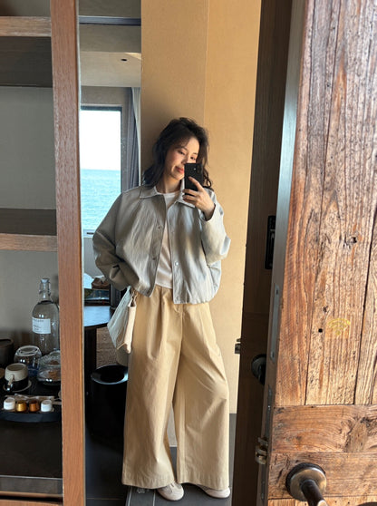 Minimalist Small Lapel Leather Jacket