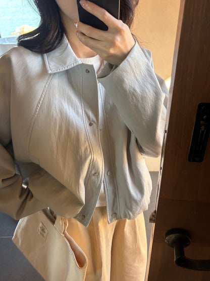 Minimalist Small Lapel Leather Jacket