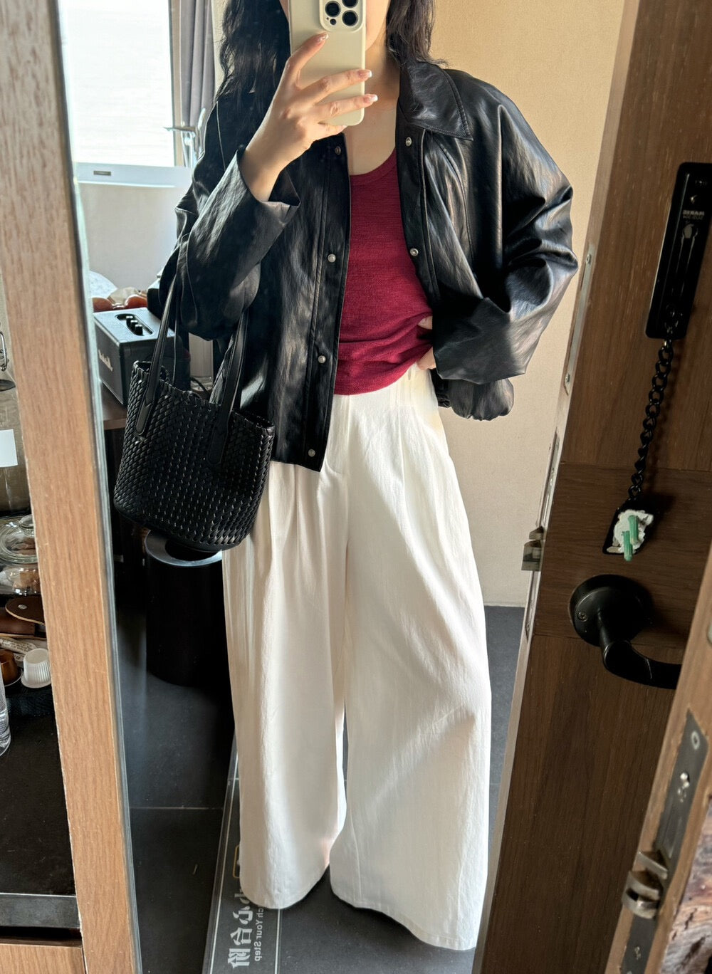 Minimalist Small Lapel Leather Jacket