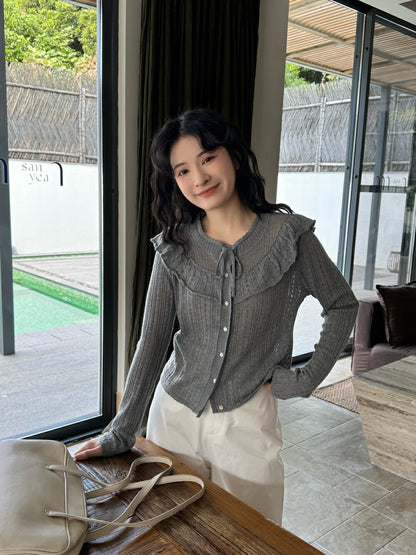 韓系鏤空針織開衫