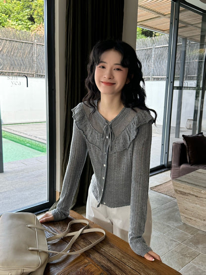 韓系鏤空針織開衫