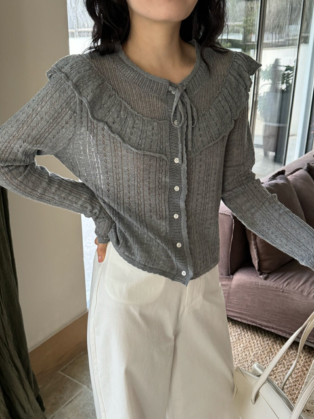 韓系鏤空針織開衫