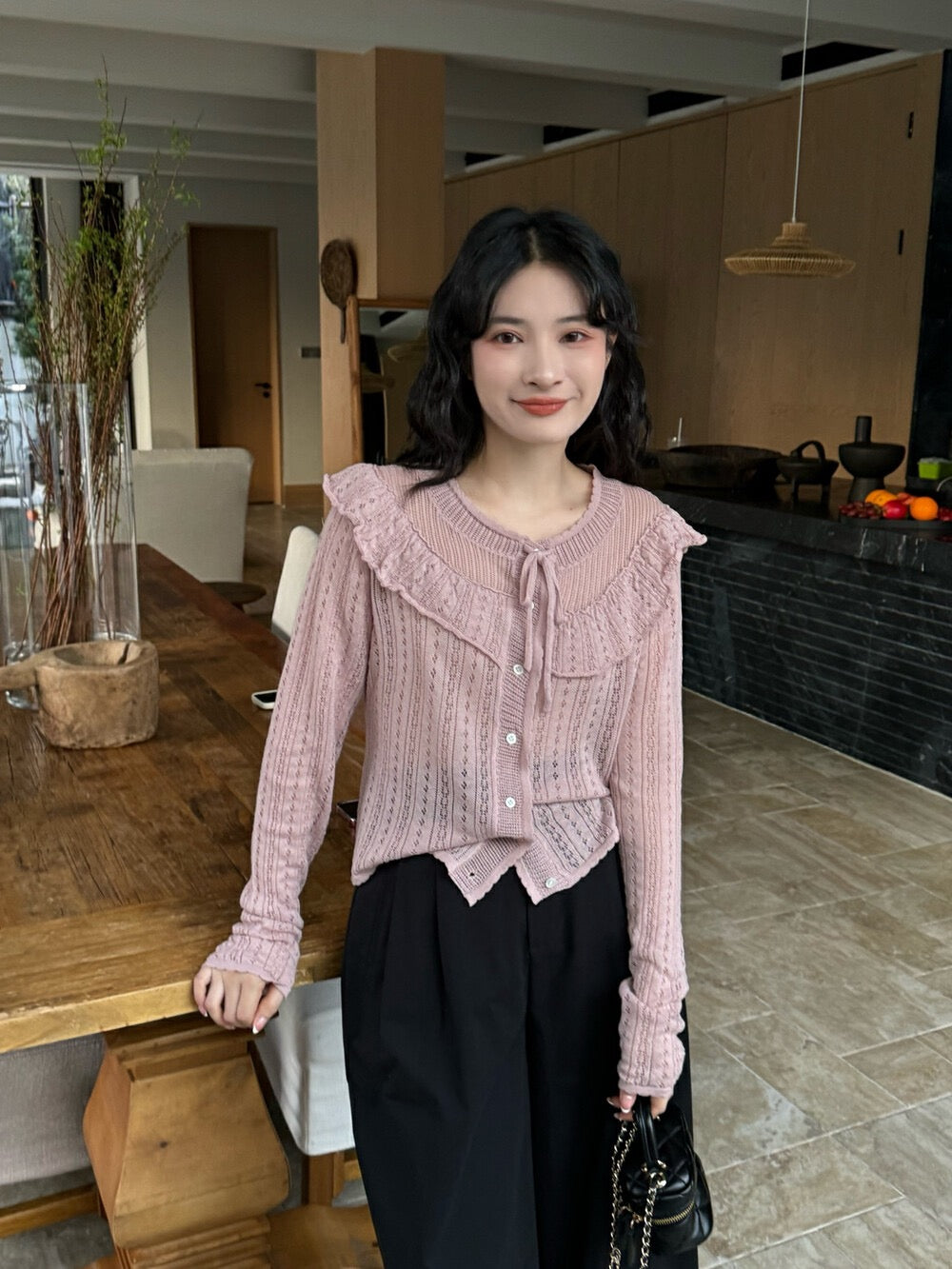 韓系鏤空針織開衫