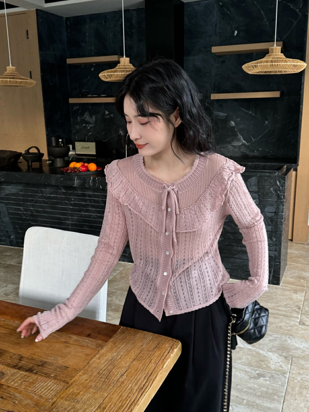 韓系鏤空針織開衫