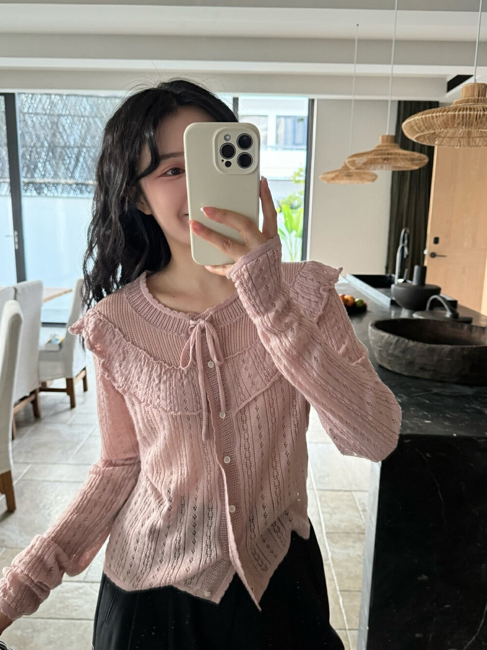 韓系鏤空針織開衫