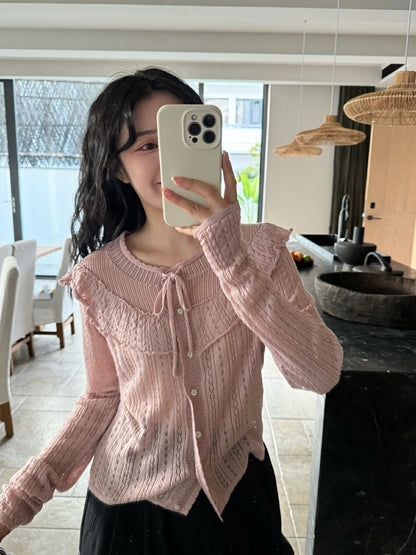 韓系鏤空針織開衫