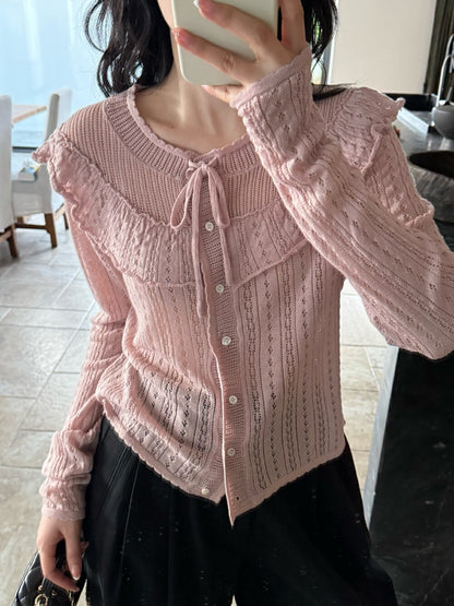 韓系鏤空針織開衫