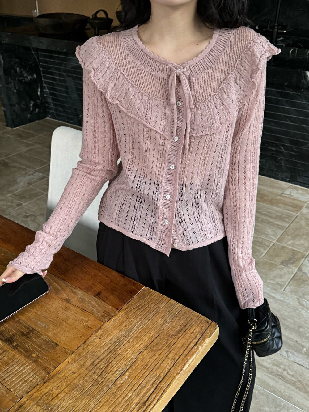 韓系鏤空針織開衫