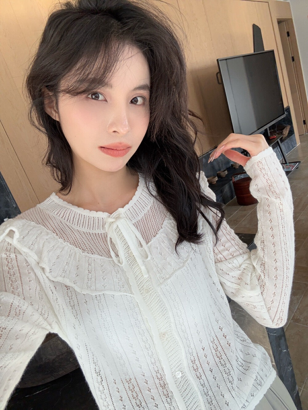 韓系鏤空針織開衫