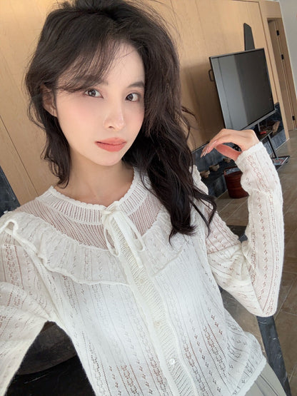韓系鏤空針織開衫
