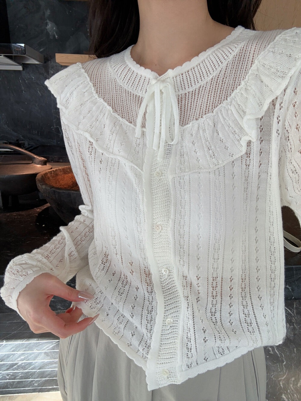 韓系鏤空針織開衫