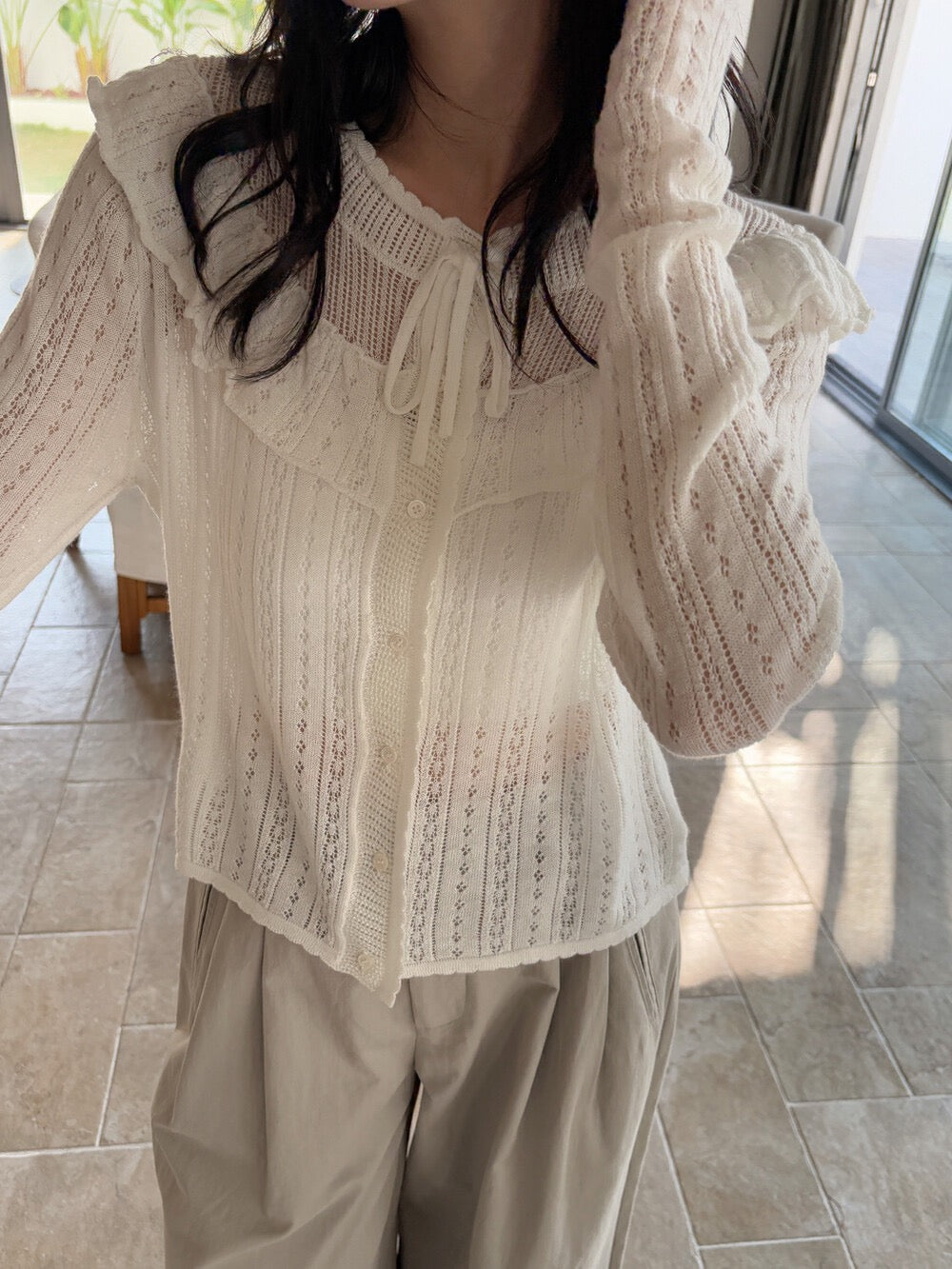 韓系鏤空針織開衫