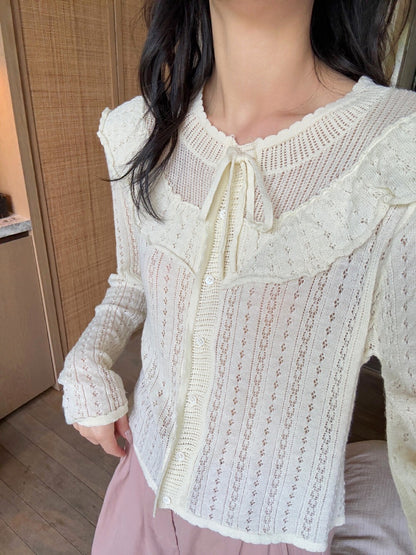 韓系鏤空針織開衫