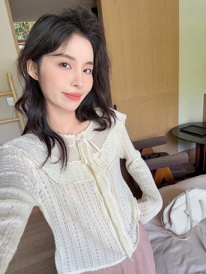 韓系鏤空針織開衫
