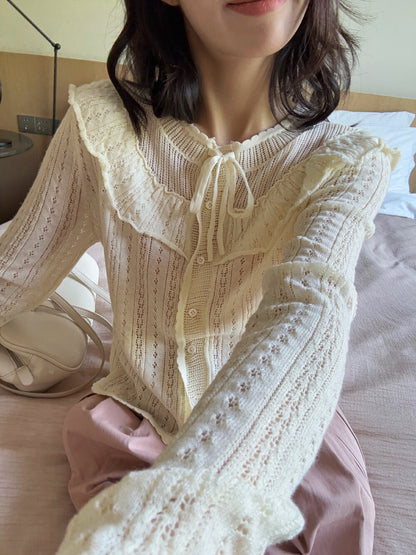 韓系鏤空針織開衫