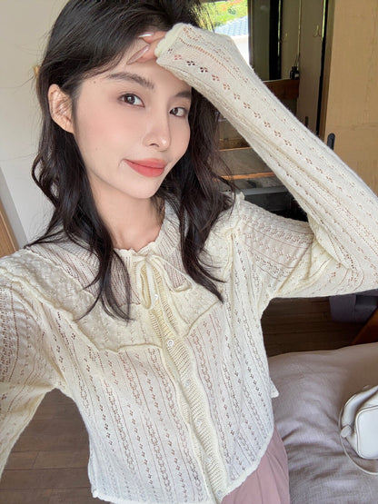 韓系鏤空針織開衫