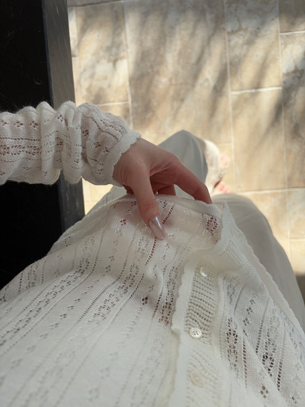 韓系鏤空針織開衫