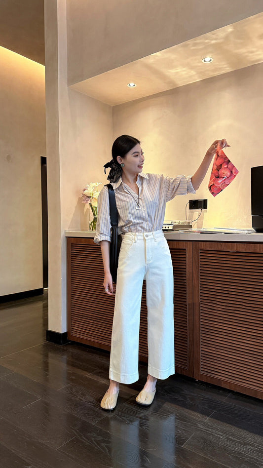 九分ストレートデニムパンツ