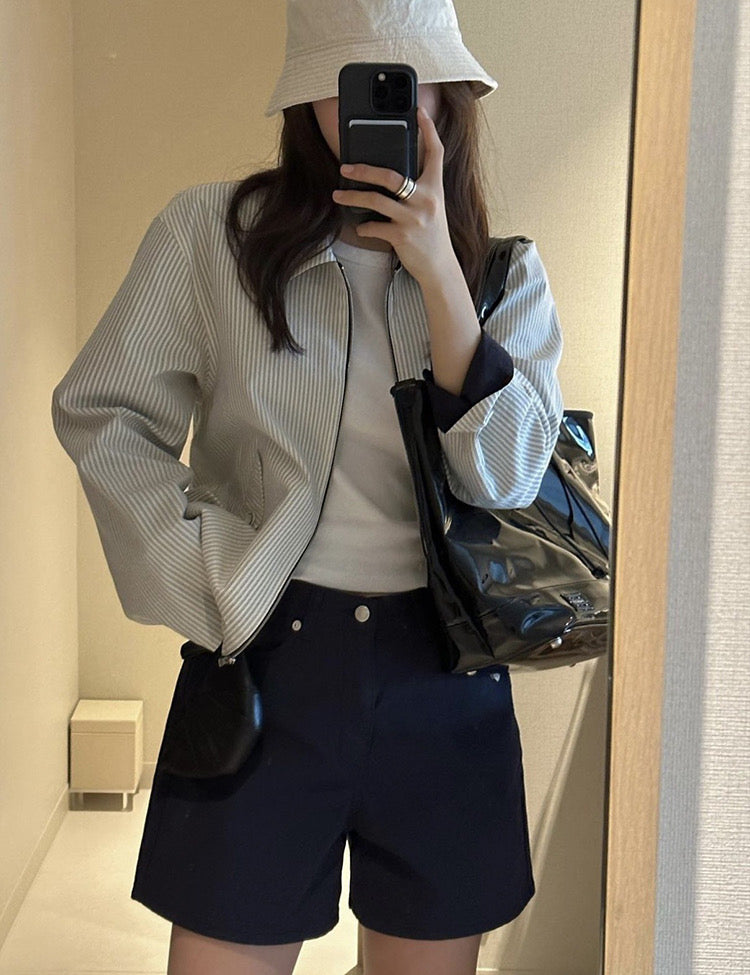 翻領條紋夾克