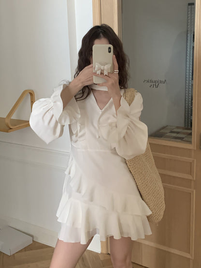 不規則荷葉邊連身裙