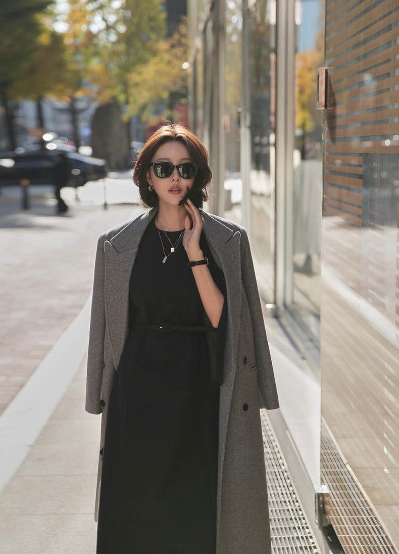 法式斗篷毛呢連身裙