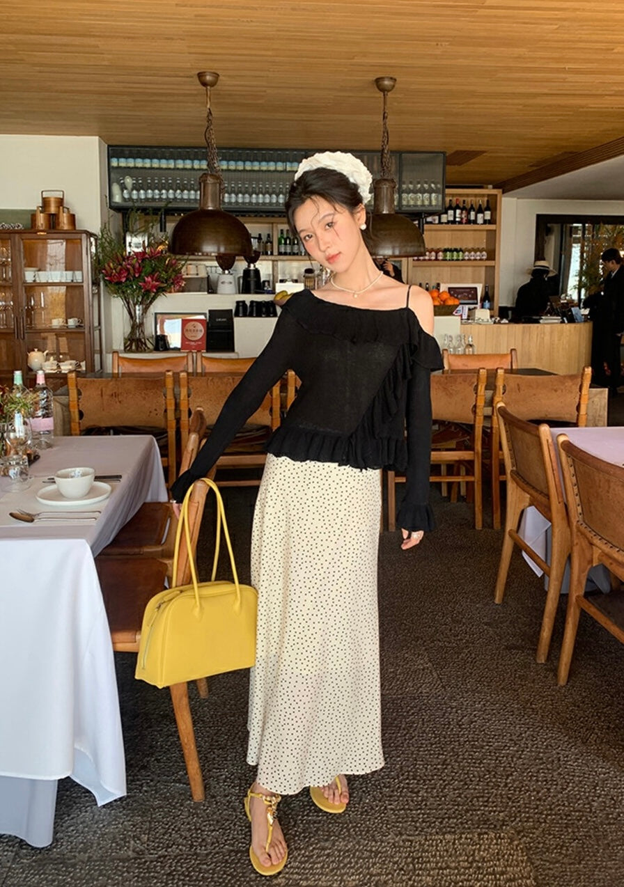 Off-shoulder Ruffle Flare Sleeve Blouse