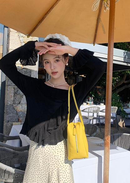 Off-shoulder Ruffle Flare Sleeve Blouse