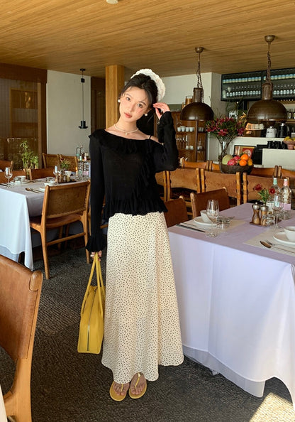 Off-shoulder Ruffle Flare Sleeve Blouse